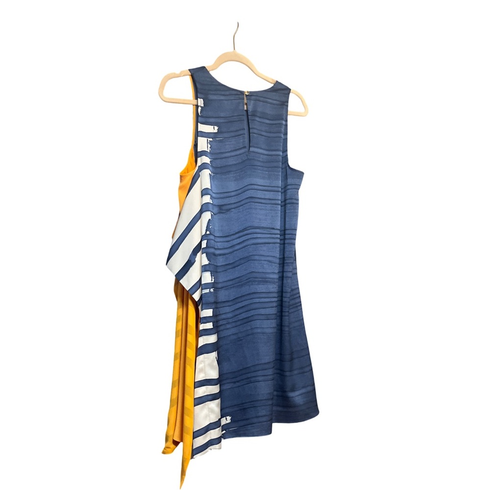 RACHEL Rachel Roy Asymmetrical Blue and Yellow Dress with Stripes NWOT Size L - Picture 5 of 10